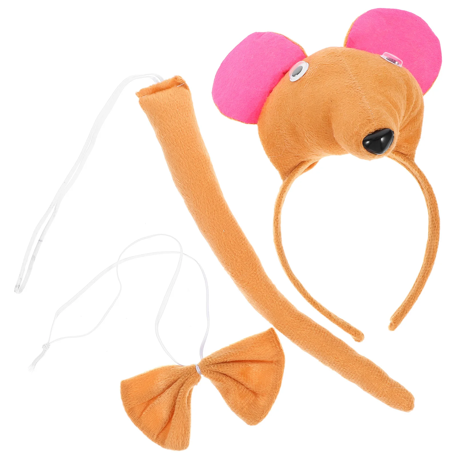 1 Zestaw Uszy Myszki 3D Opaska na Głowę Ogon Muszka Uroczy Kostium Myszki Zestaw Akcesoriów dla Dziewczynek Dzieci na Halloween Imprezę Cosplay