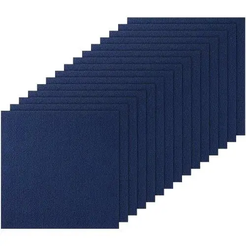 Peel and Stick Carpet Tiles 24x24 Self-Adhesive Soft - 15 Dark Blue Padded DIY Floor Tiles for Indoor/Outdoor Use