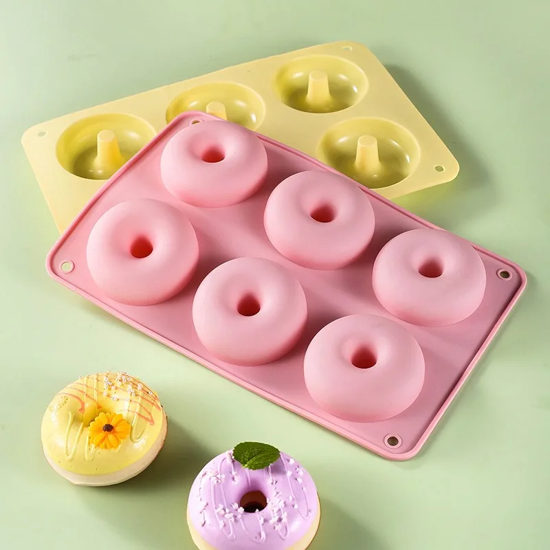 6 incluso molde de silicona para rosquillas, utensilios para hornear, redondo, resistente a altas temperaturas, pudín, molde para pastel de macarrón, herramientas de cocina