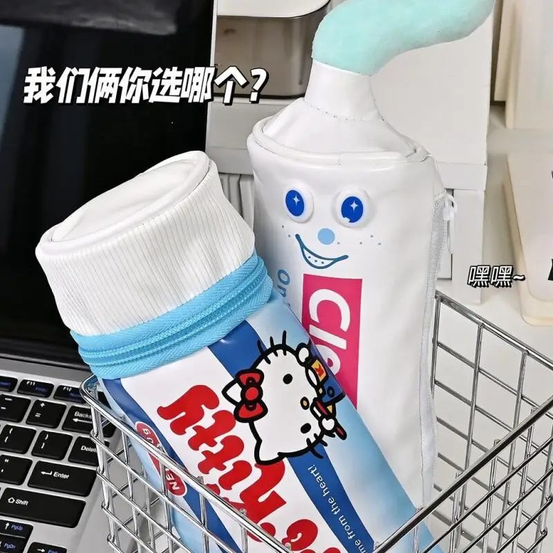 Hello Kitty Zahnpasta, kreativ, niedlich, Stifttasche, lustig, lustig, für Studenten, Schreibtisch, Sortierung, Geschenk, Schreibwaren, Aufbewahrungstasche