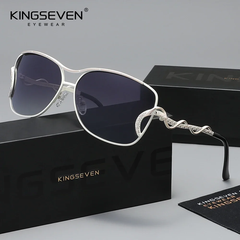 KINGSEVEN Neue trendige Sonnenbrille für Damen, luxuriöser, eleganter Stil, polarisierte UV400-Brille mit Farbverlaufsgläsern