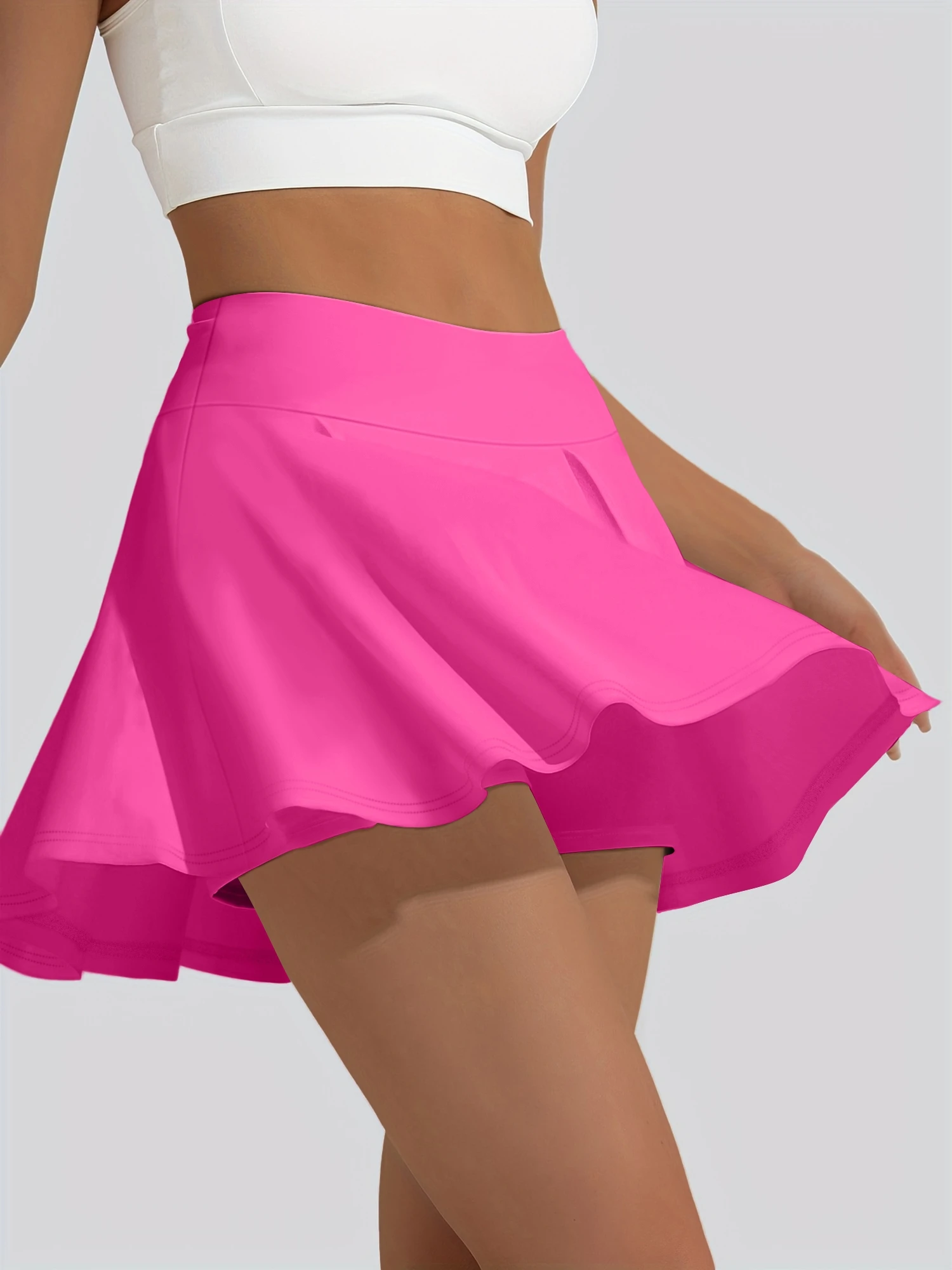 

Korean Idol Style Pleated Mini Skirt for Women High Waist Flared Solid Skirt for Kpop Dance Stage Performance