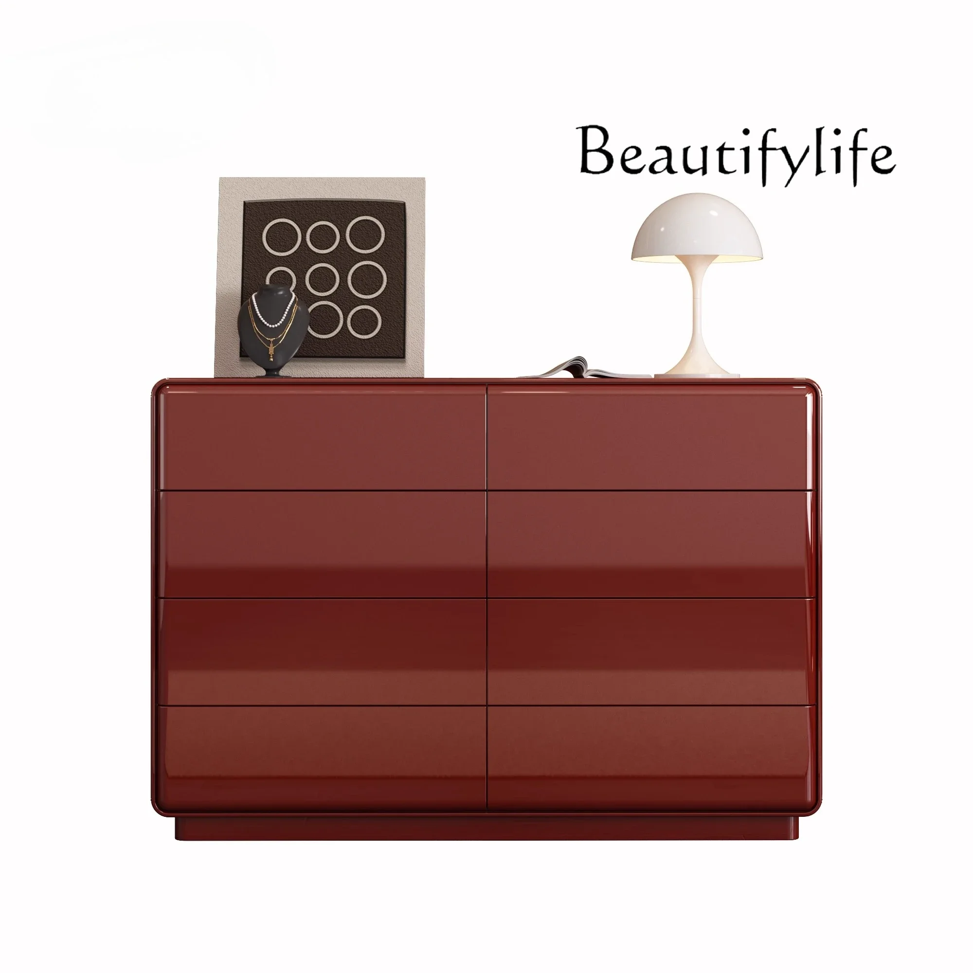 

ls 42Bedroom storage cabinet, eight-bucket cabinet, premium red paint, five-bucket bedside locker, living room cabinet