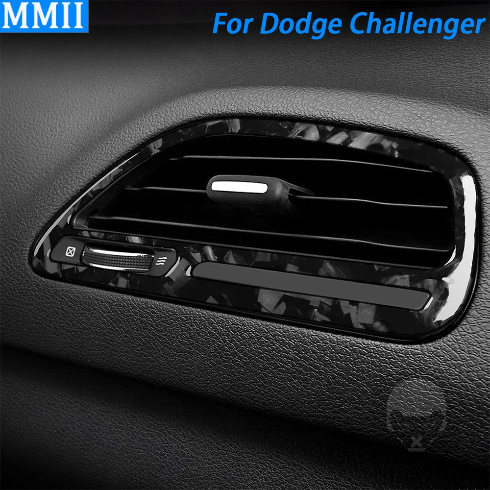 For Dodge Challenger 2015-2022 Forged Carbon Fiber Dashboard Air Outlet Panel Decorative Cover Car Interior Accessories Sticker