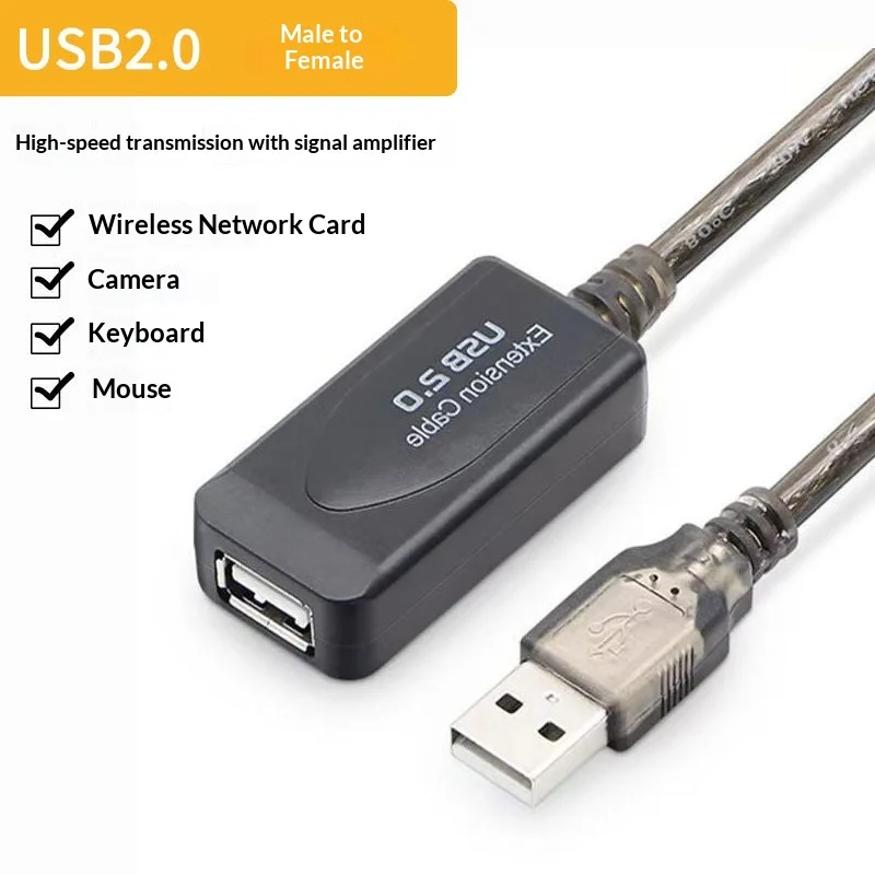 

Кабель-удлинитель USB 2.0 5-30 м с усилителем сигнала, высокоскоростной, экранированный, для камеры, принтера, беспроводной сети