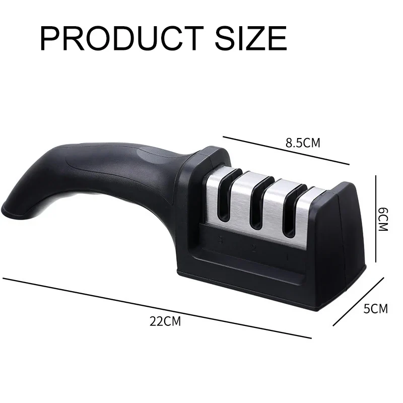 Knife Sharpener Handheld Multi-function 3 Stages Type Quick Sharpening Tool With Non-slip Base Kitchen Knives Accessories Gadget