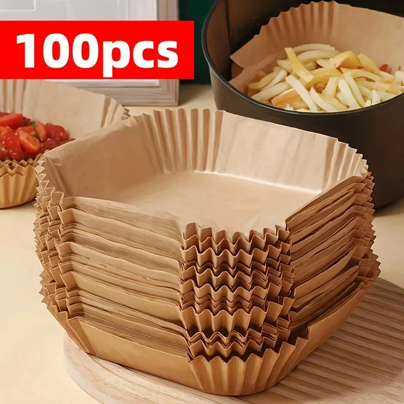 Non Stick Air Fryer Liners 50 Pack Single Layer Grooved Edge Paper For Safe Healthy Cooking And Hassle Free Cleanup