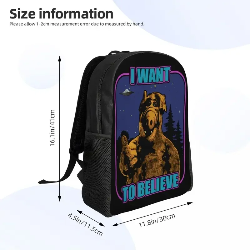 Personalizado alf gordon shumway mochila masculina moda bookbag para faculdade escola 80s tv comédia sitcom gato série alienígena sacos