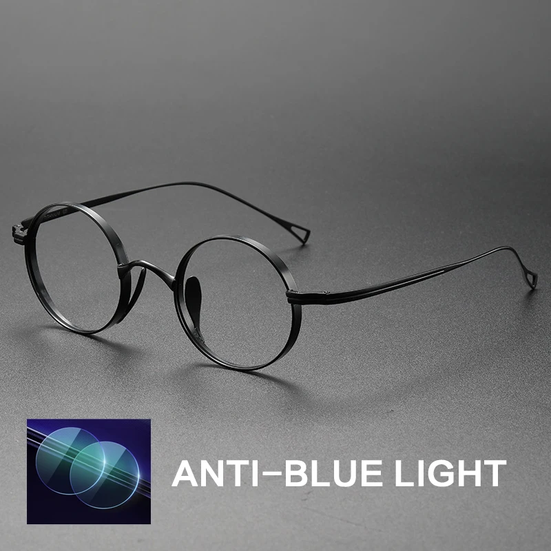 Dsnietp Vintage Titan Lesebrille Männer Runde Photochrome Anti Blau Licht Brillen Rahmen Myopie Kleine Brillen 5