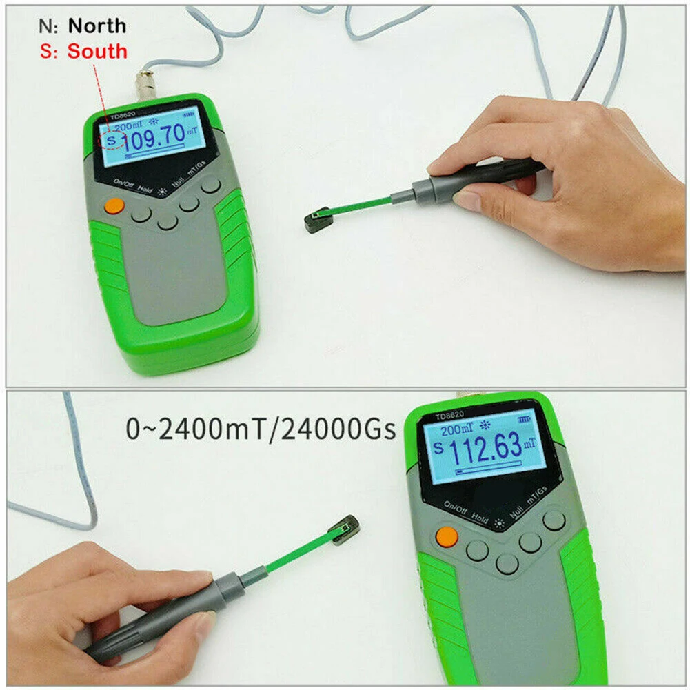 TD8620 Gaussmeter Tester  Handheld Magnetic Field Meter  Measures Magnetic Flux Density  Backlight Display  Range 0 2400mT