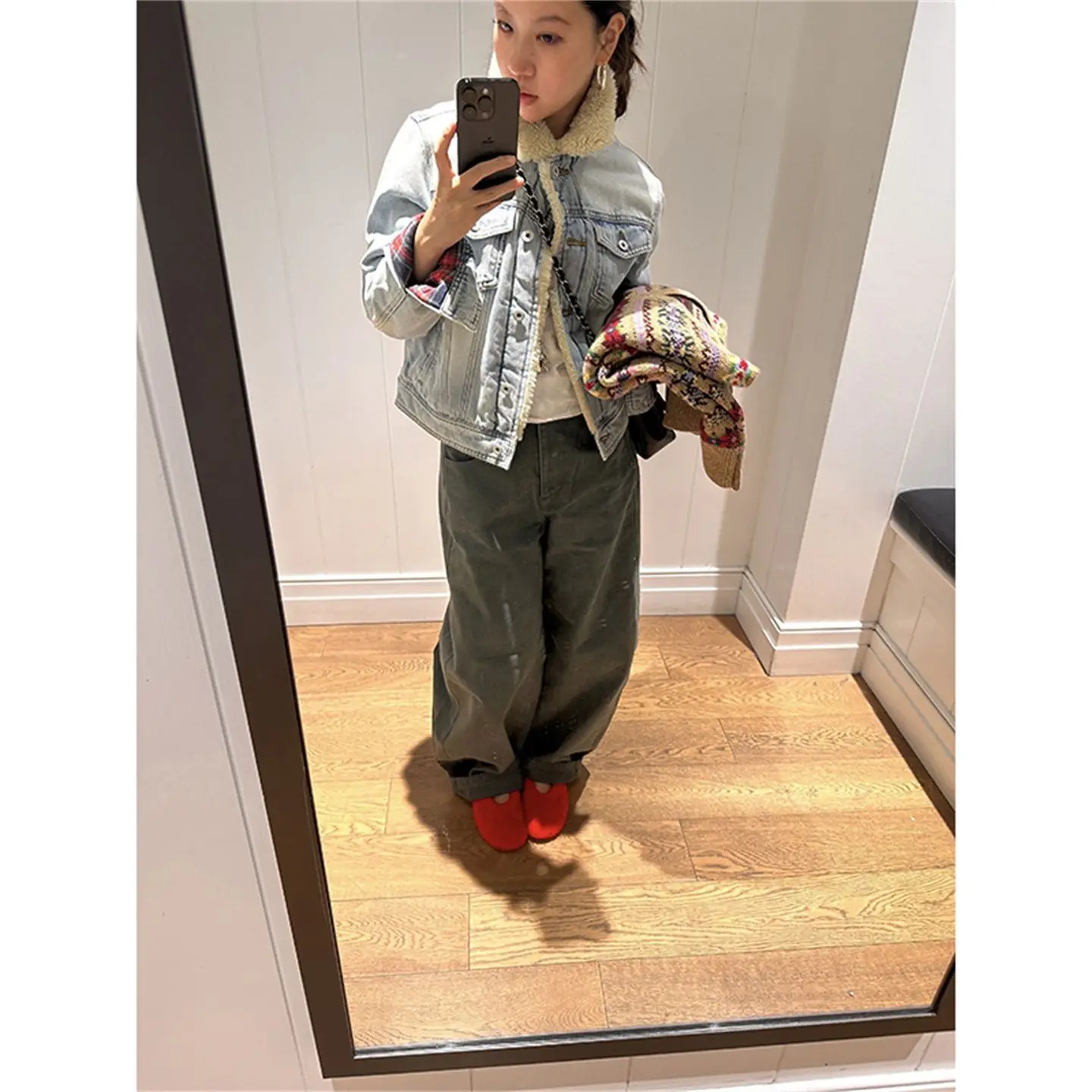 

Джинсовые пальто, длинные меховые плюшевые женские зимние обычные пальта, готический панк, для ночного клуба, вечерние, с капюшоном, на флисовой подкладке, на подкладке из овечьей шерсти