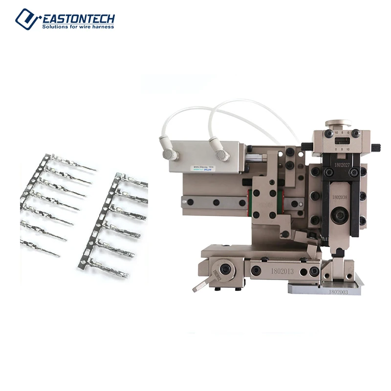 

EW-09H019 European style pneumatic electric wire cable 40mm stroke horizontal side feeding terminal crimping machine applicator