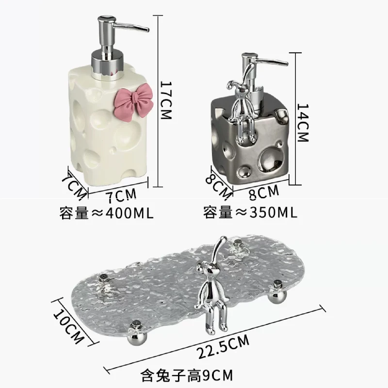 Cheese Ceramic Soap Bottle Bathroom Accessories Shampoo Bottle Portable Press Sub-bottle Nordic Home Decoration Soap Dispenser