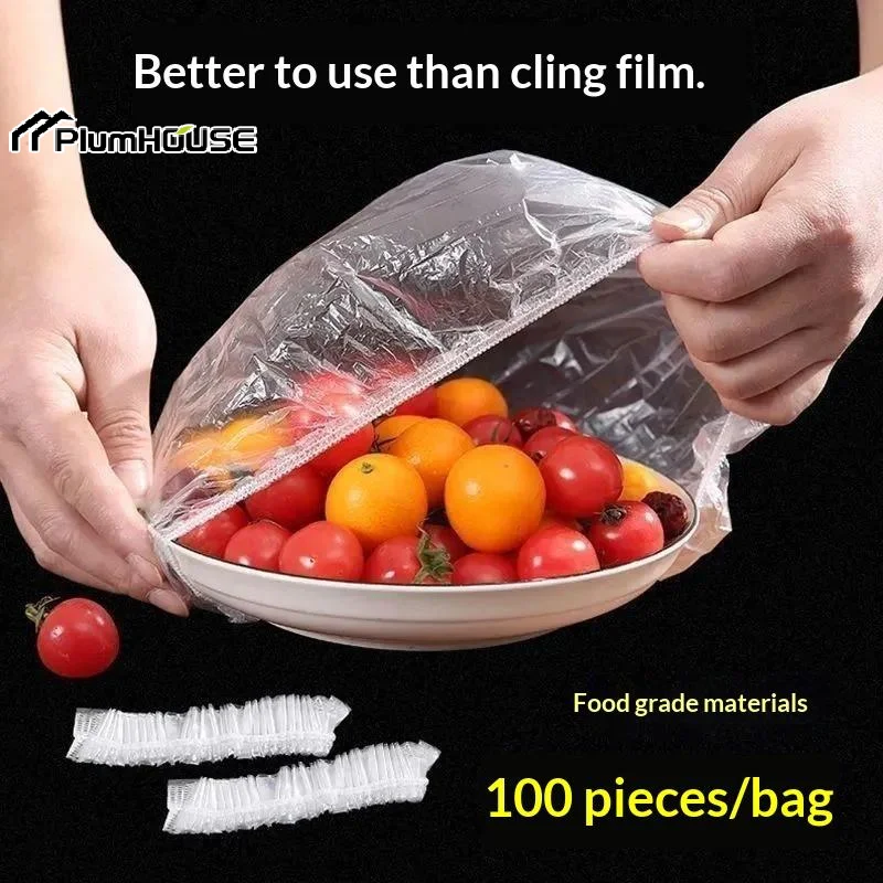 50/100 Pieces Disposable Food Grade Elastic Fresh Keeping Wrap Covers For Kitchen Food Storage Leftover Preservation