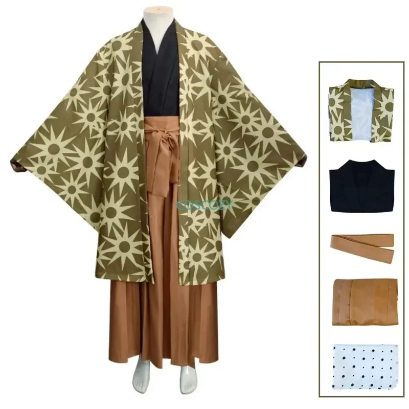 2025 Disfraz de Halloween Anime Kimetsu No Yaiba Cosplay, Tanjirou, Haganezuka, Hotaru, Máscara, Bufanda, Kimono Japonés