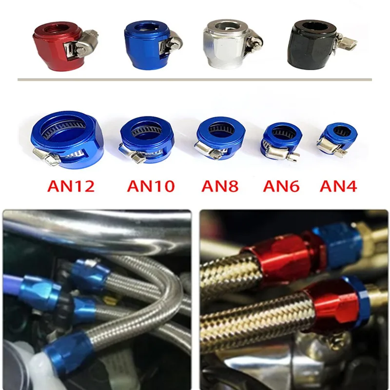 

4PCS Hose Alloy Clamp AN4 AN6 AN8 AN10 AN12 Radiator Modified Fuel Water Pipe Tube Clip Universal Buckle Fitting Oil Hose Clamps