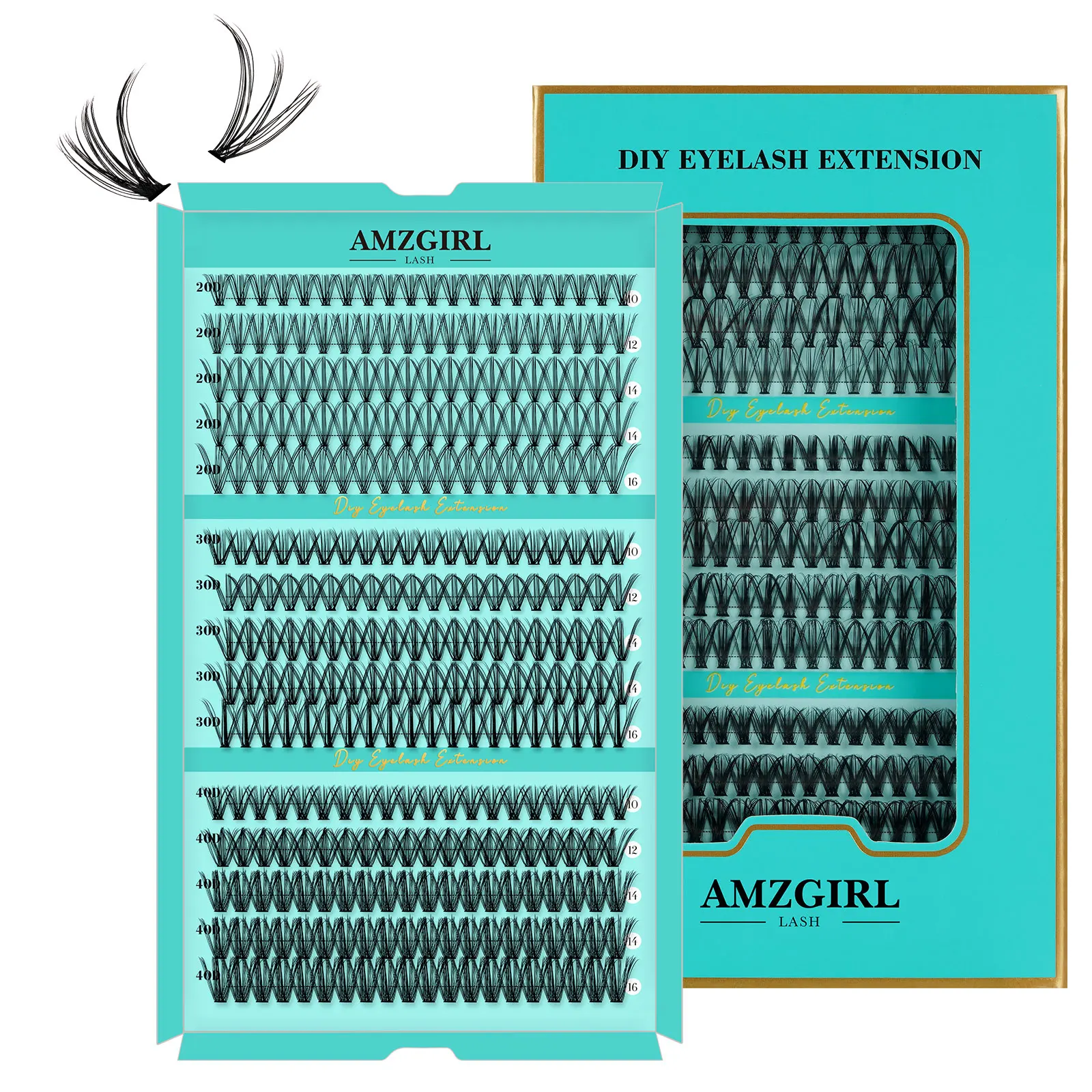 AMZGlRL LASH Diy Lash Clusters 300Pcs DIY Lash Extensions Cluster Lashes 20D+30D+40D Individual Wispy Lashes