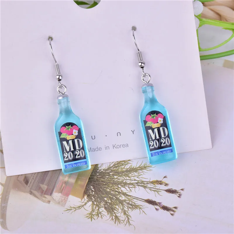 10pcs MD 2020 Blue Bottle Alcohol Charms  Earring Keychain Jewlery Findings Phone Case DIY