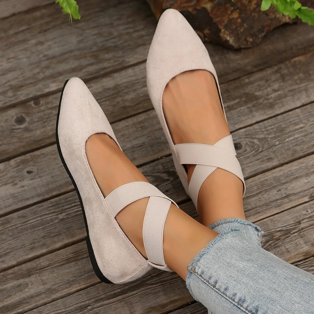 Damenschuhe, Ballerinas, Damen-Sandalen, Riemen, Knöchel, elastischer Gürtel, niedliche Ballerina-Damen, elegante flache Schuhe für Damen – Detail 15