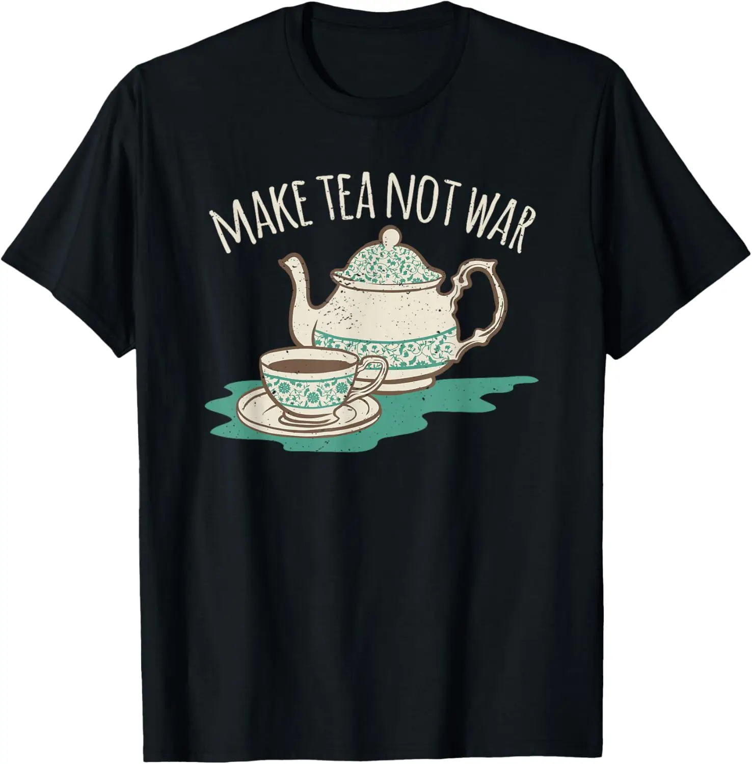 

Мужская футболка с рисунком Make Tea Not War, мягкая дышащая хлопковая футболка с круглым вырезом