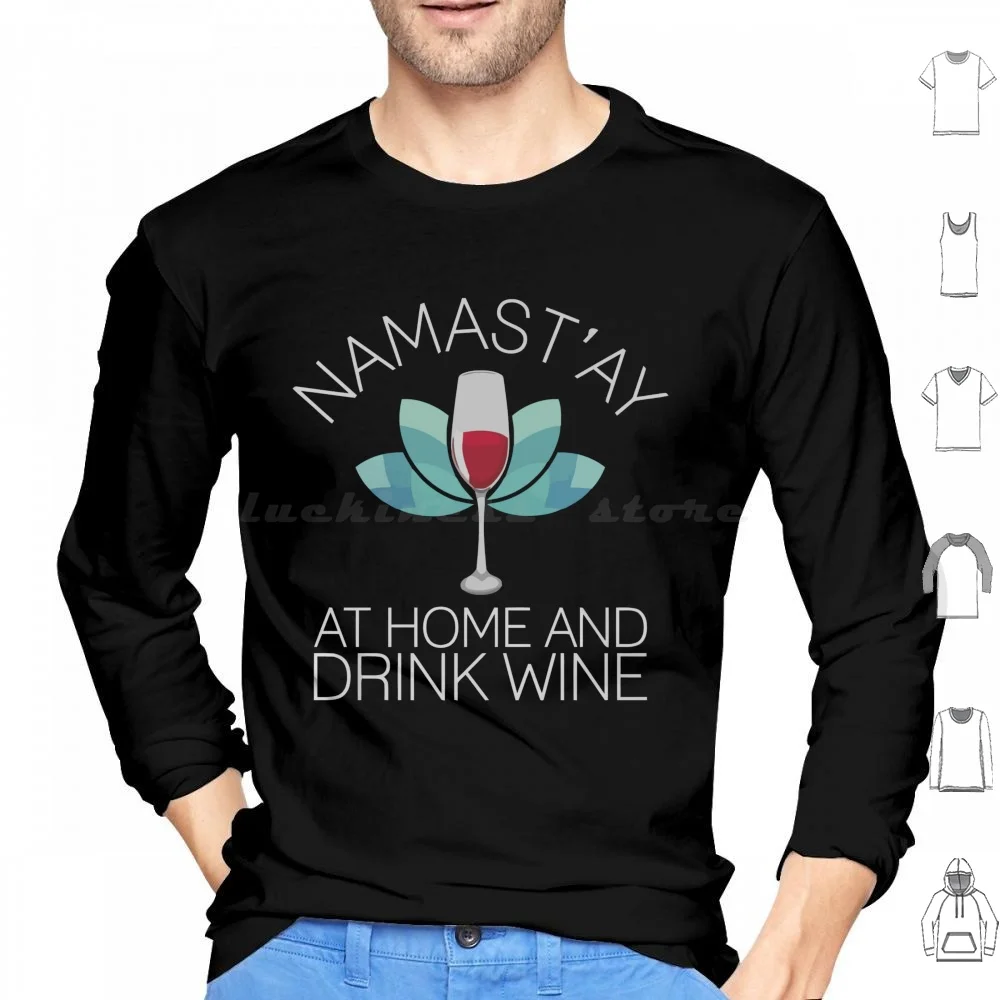 Yoga Wine For Yogis At Home And Drink Wine Hoodie cotton Long Sleeve Owl Wine Yoga Heavily Meditated Pizza Pants Baggy