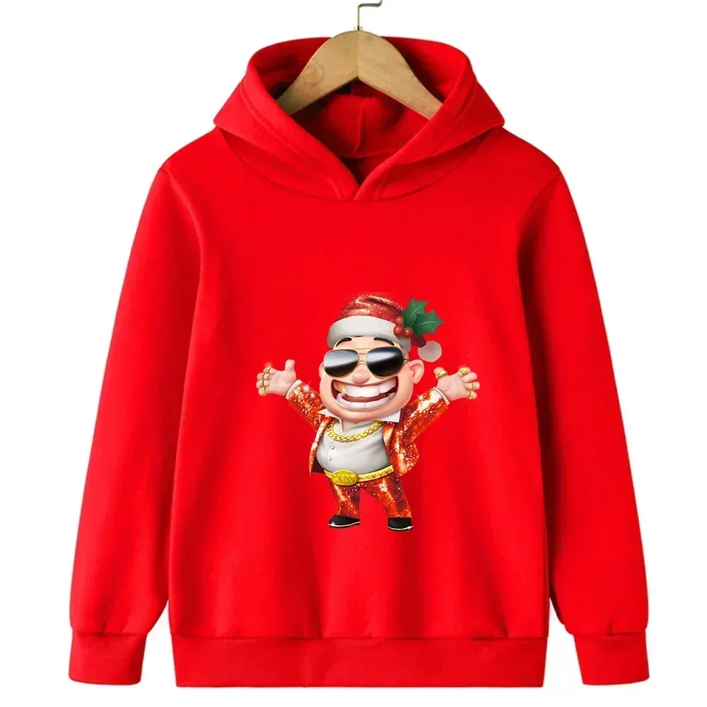 بلوفر دافئ بأكمام طويلة منقوش عليه سانتا كلوز لعام 2026 للفتيات والأولاد في الخريف والشتاء ملابس رياضية خارجية للأطفال