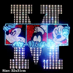 Disney Mickey Minnie Mouse Shiny iron on applique patches hot fix rhinestone transfer motifs for shirt dress.