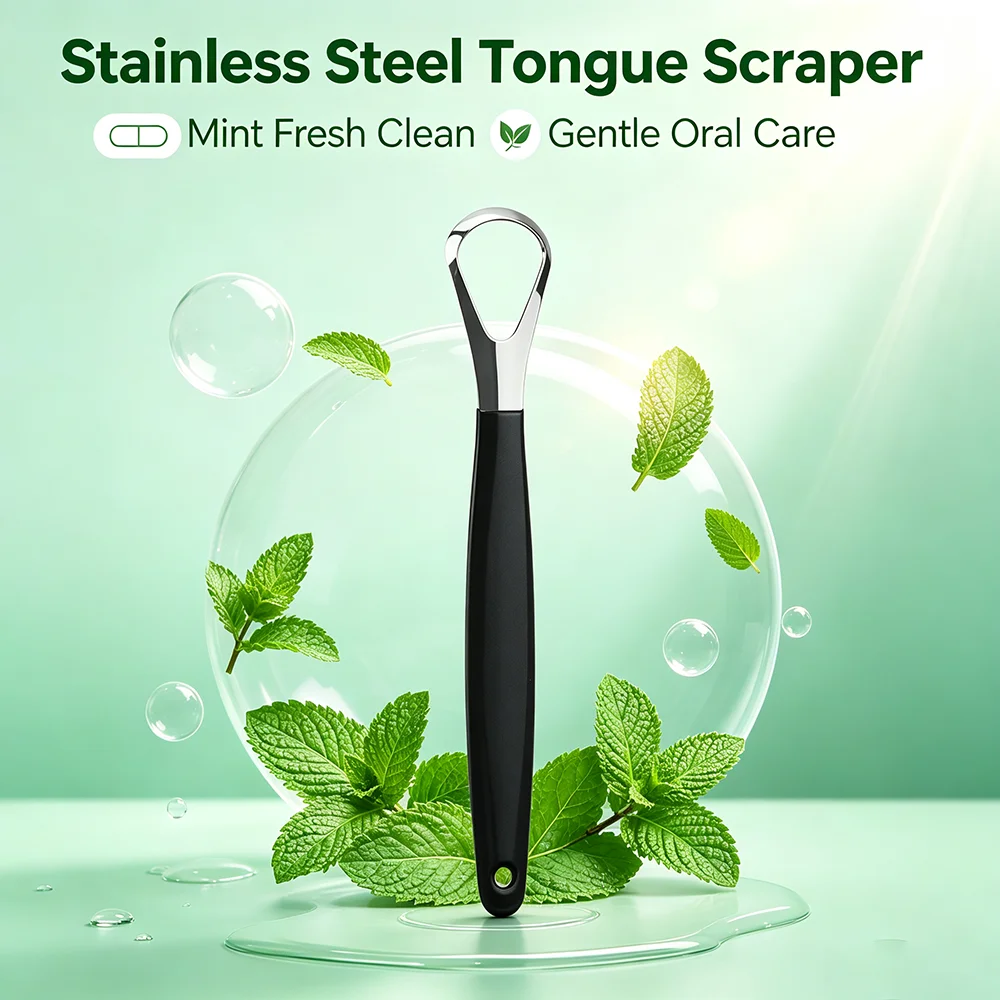 Stainless Steel Tongue Scraper, Functional Tongue Cleaning Tool, Fine Surface, Practical Accessory for Adults Home Personal Care