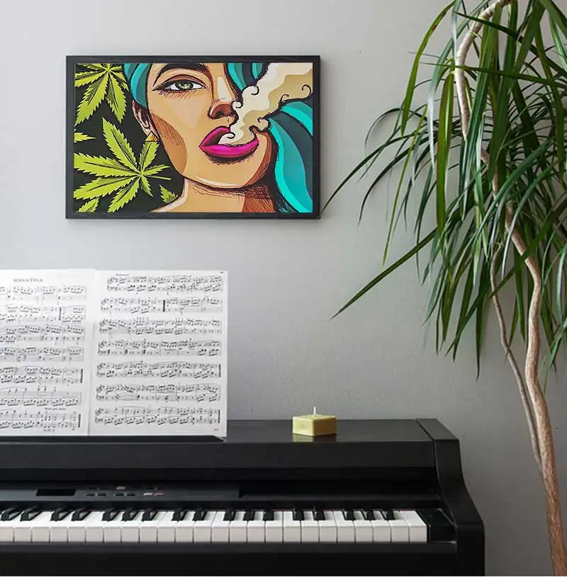 For Living Room Girl Smoking Weed HD Print Canvas Oil Paintings Modern Home Decor Poster Artwork 1 Pieces Cool Wall Art Pictures
