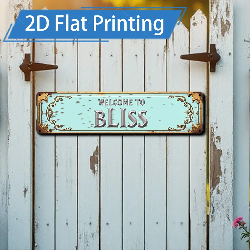 

1 шт. металлический знак, 4x16 дюймов, деревенский знак приветствия Bliss-металлические настенные рисунки в винтажном стиле для домашнего декора