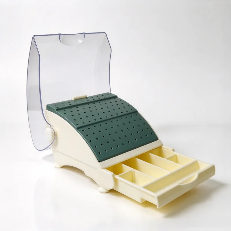 JUMTOP Dental Bur Block Holder with Pull-out Drawer Holds 142 Burs Sterilizer Case Disinfection Box Dentistry Tools