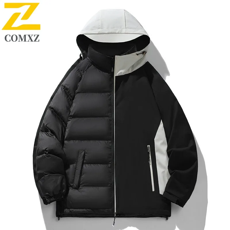 COMXZ سترة منتفخة مقاومة للبرودة سميكة دافئة وسيم التخييم مبطن سترة العمل عالية الجودة الشتاء الحشو ملابس للرجال