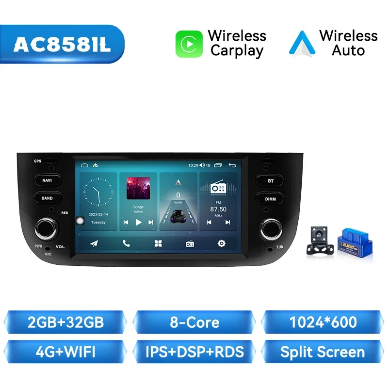 Autoradio Speler Voor Fiat/Linea/Punto Evo 2012-2015 Android Auto Smart Systemen Voor Draadloze Apple Carplay 8Gb + 128Gb Gps 4G Wifi
