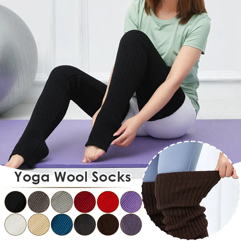 Women Yoga Dance Fitness Wool Knitted Socks 90cm Winter Ballet Dancing Warm Up Sock Leg Warmer Over Knee Thigh High Stockings