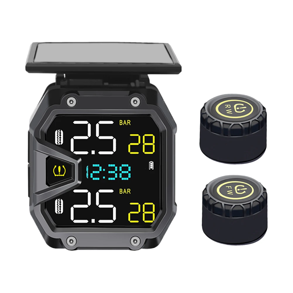 Motorcycle TPMS USB Port Solar Power Tire Pressure Monitor IP67 Waterproof Wireless Tire Pressure Detector for Emergencies Tool image 5