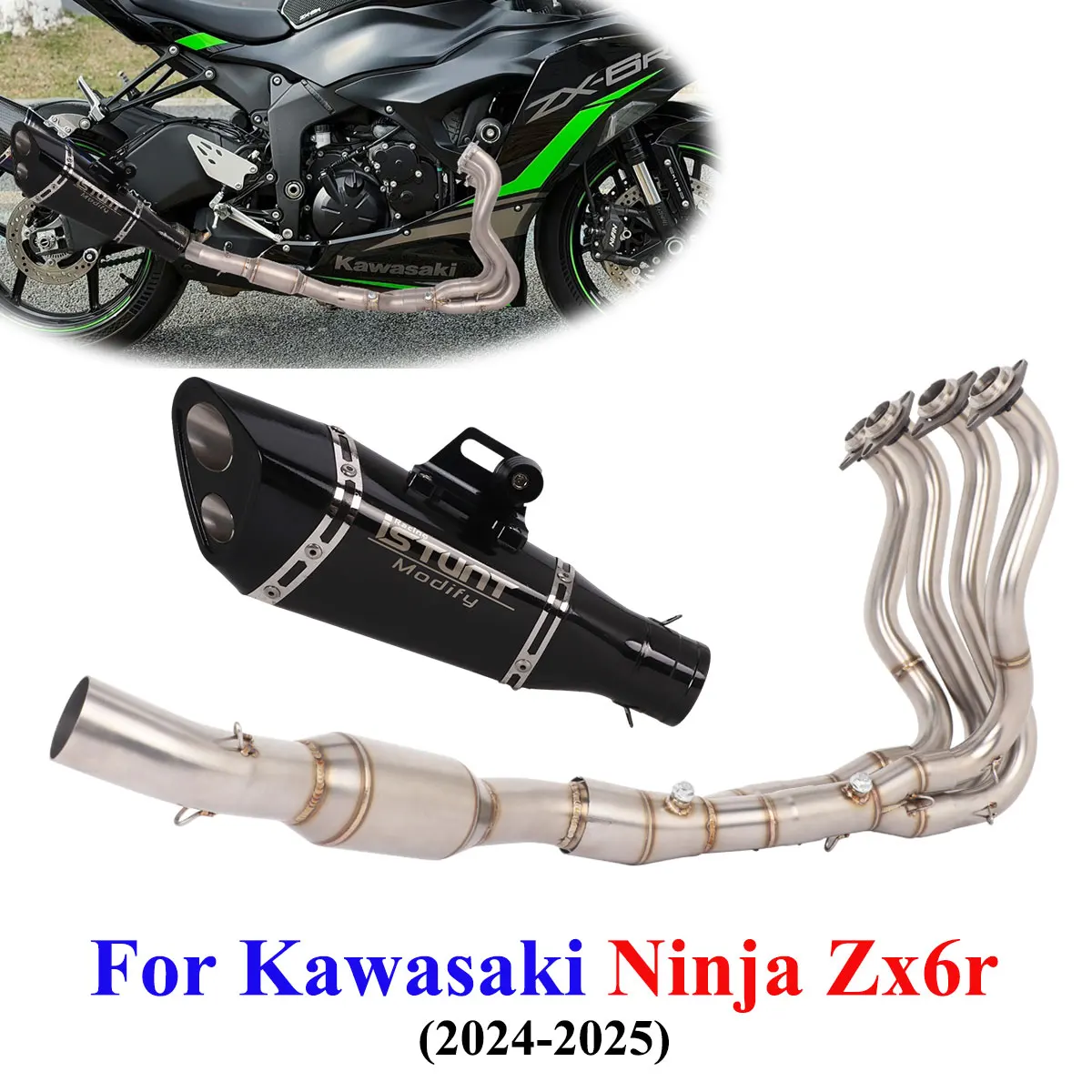 

Escape System For Kawasaki Ninja Zx6r 2024 2025 Motorcycle Exhaust Header Front Link Pipe Slip On ZX6R Exhaust