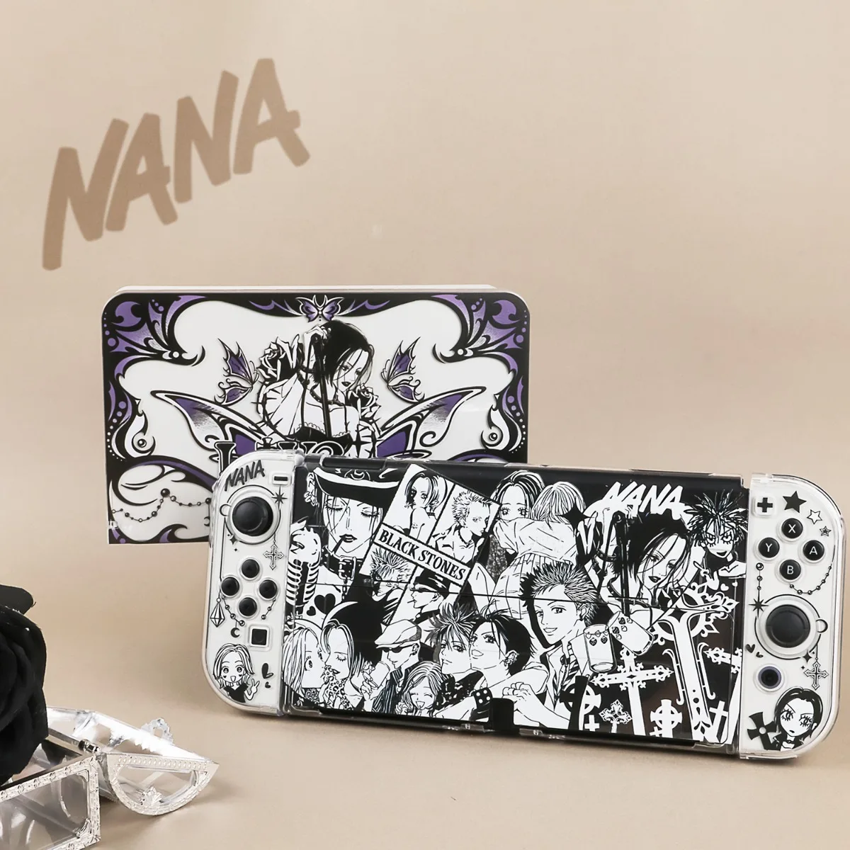 Przezroczyste etui ochronne NANA kompatybilne z Nintendo Switch lub Switch OLED - Odpinana twarda obudowa w stylu anime — zdjęcie produktu 3
