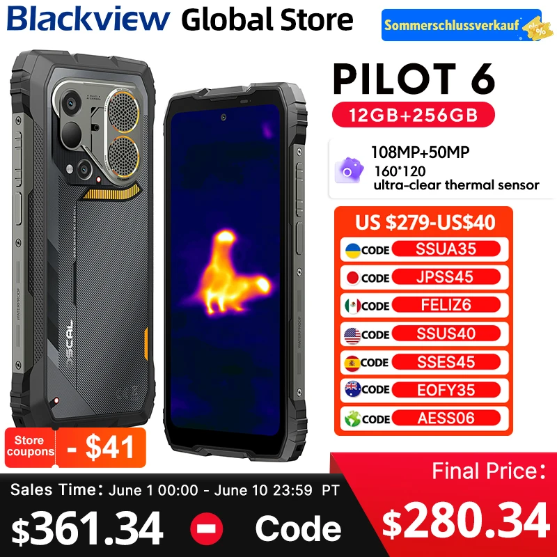 Blackview Oscal Pilot 6 Rugged Phone 6.78'' 2.4K 120Hz Display 10000mAh Thermal imaging 12GB 256GB 4.5W 98dB Speaker Cellphone