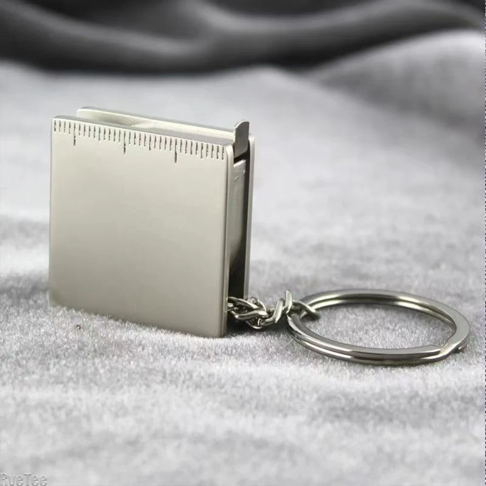 1PC Mini Stainless Steel Telescopic Keychain Tape Measure Multifunctional Measuring Tool Practical Novelty Item