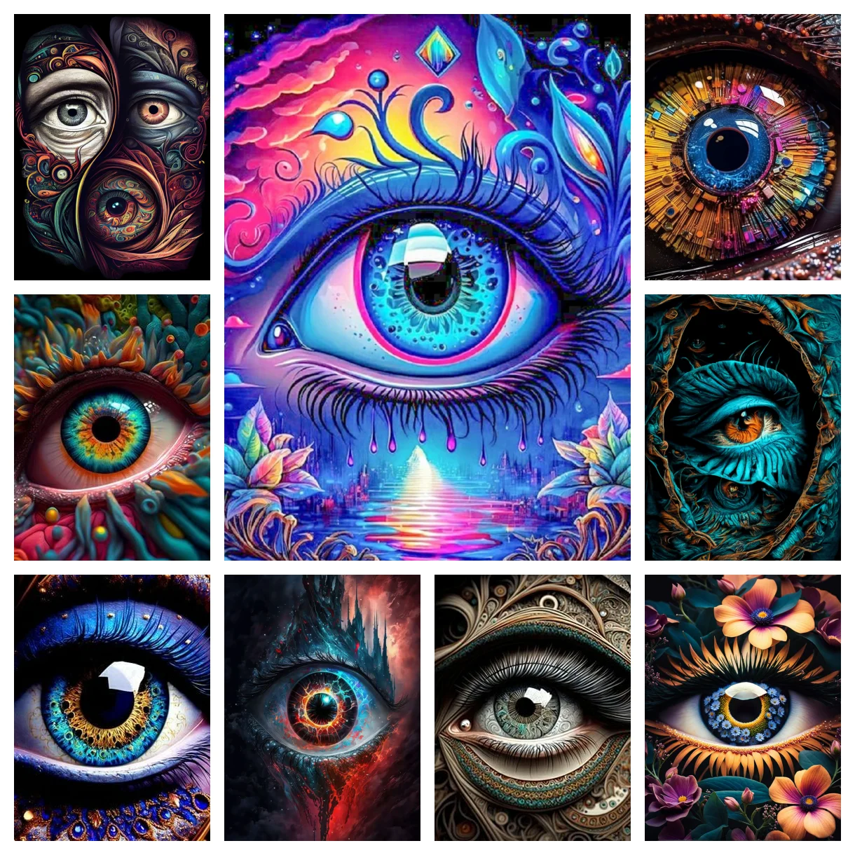 

DIY 5D AB Diamond Painting Full Diamond Abstract Eyes Diamond Mosaic Hand-Inlaid Rhinestone Embroidery Home Decor Gift