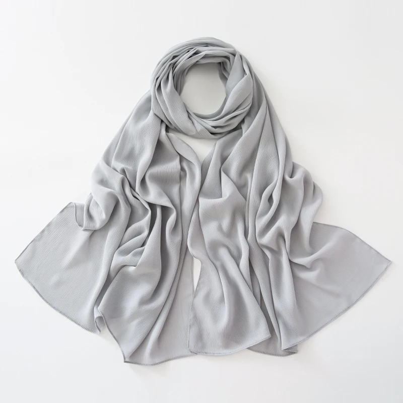 Little Crinkle Chiffon Hijab Good Stitching Solid Plain Scarf High Quality Premium Malaysian Women\'s Scarves Hijabs Long Shawl