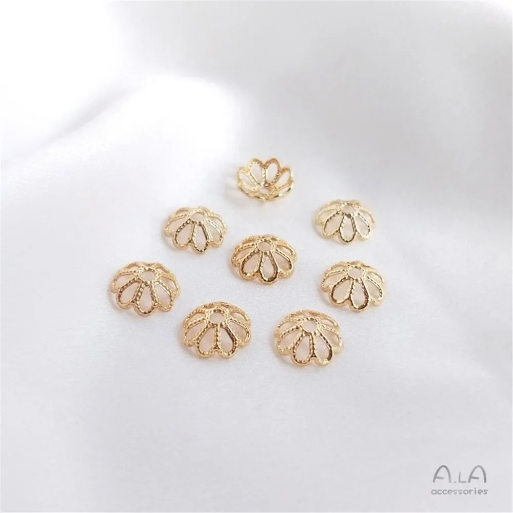 14K Gold Plating uitgeholde bloem houder hoed kraal houder kraal DIY string eerste sieraden armband kraal verspreide kraal accessoires