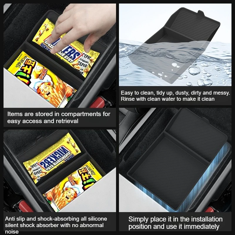For Tesla Model Y Standard RWD 2026 Armrest Box Storage Box Center Armrest Box Bottom Storage Box Organizer Tray Car Accessories