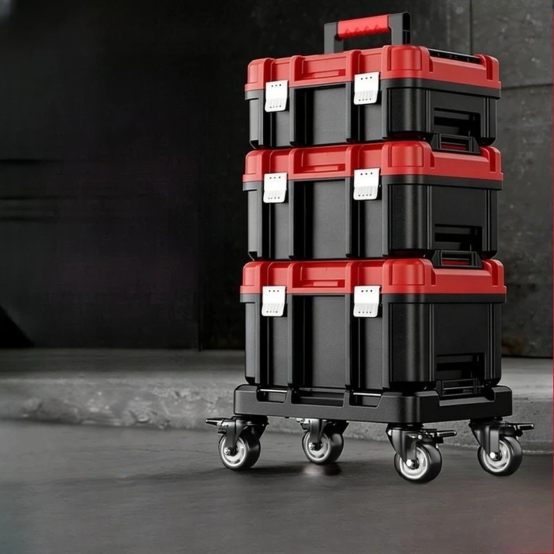 Multifunctional trolley toolbox Large capacity mobile stacking toolbox Household trolley case