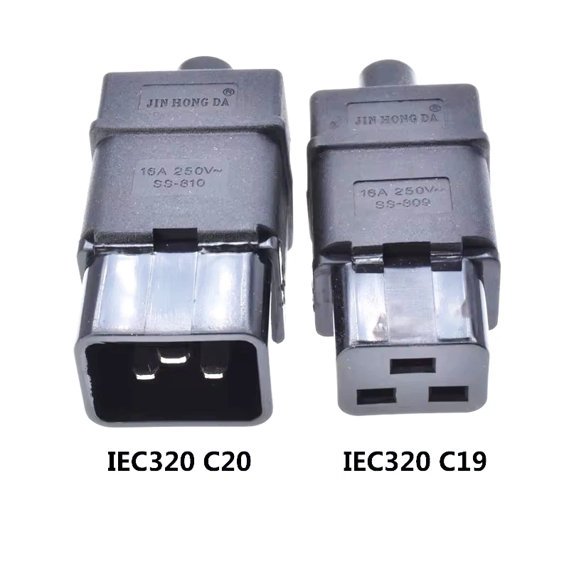 

10pcs IEC 320 C19 C20 Rewireable Power Connector PDU UPS Electric Male Plug AC Outlet Cable Detachable Female Socket 16A 250VA