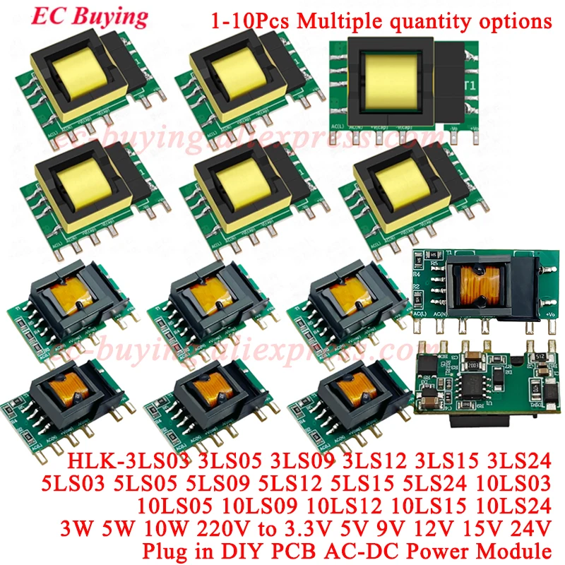 1-10 szt. AC-DC 3W 5W 10W 220V na 3.3V 5V 9V 12V 15V 24V Izolowany Zasilacz HLK-3LS03 3LS05 5LS03 5LS05 5LS09 5LS12 5LS15 5LS24 10LS03