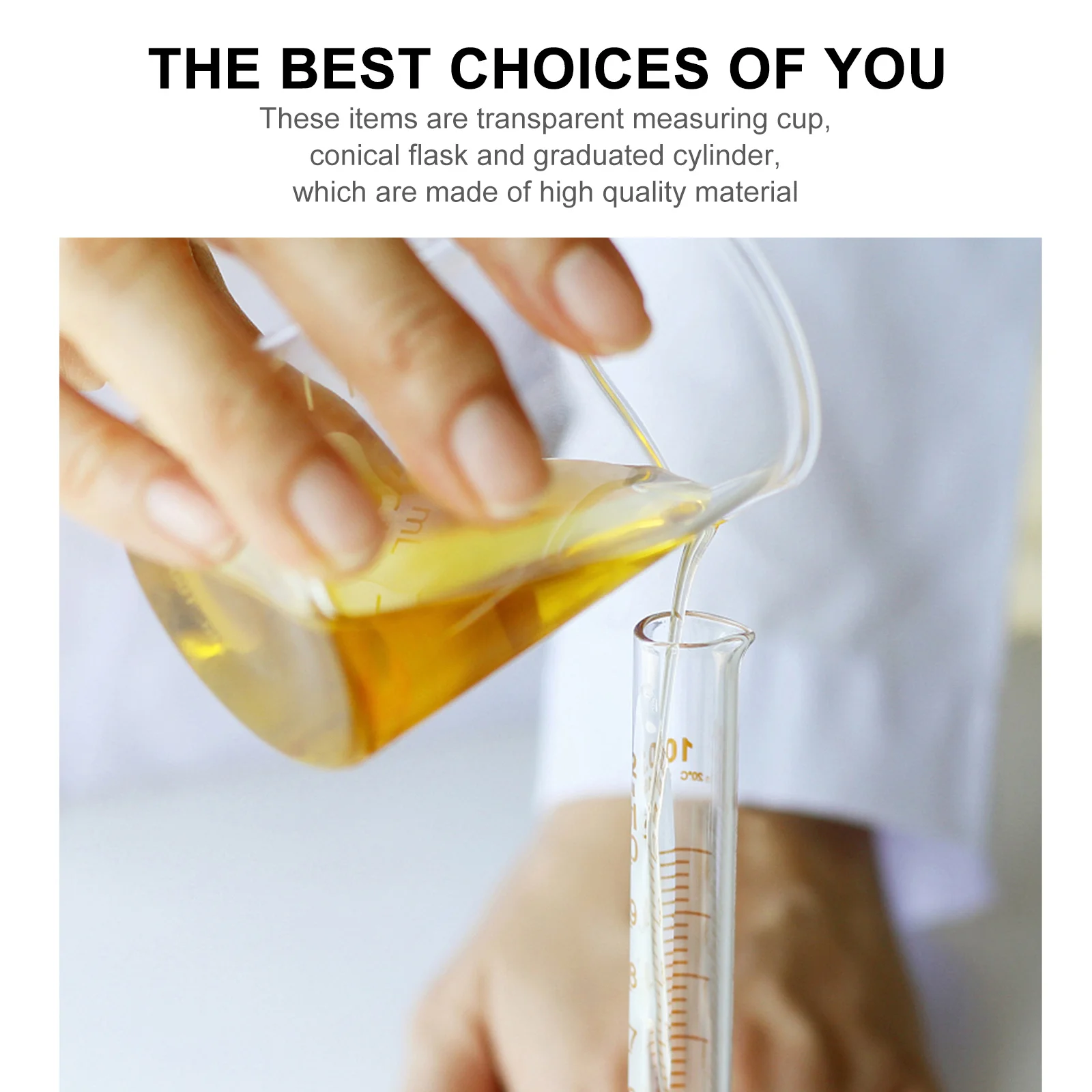 

3Pcs Scientific Laboratory Glass Graduated Cylinders Beakers Conical Flasks Accurate Measuring Cups for Experiment Cooking