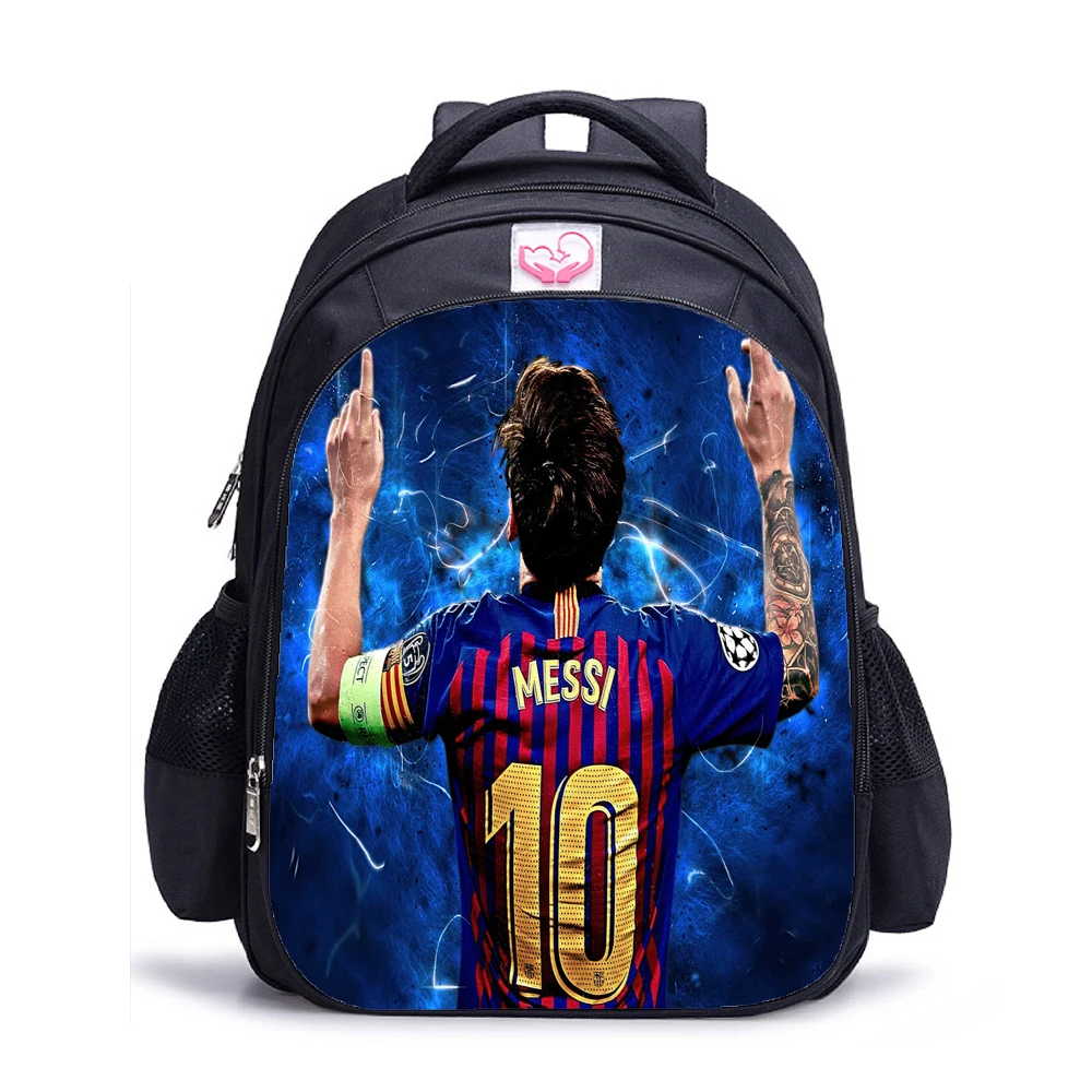 Mochila Messi Football Star Print para crianças, Software Bolsas escolares primárias para meninas e meninos, Bookbag