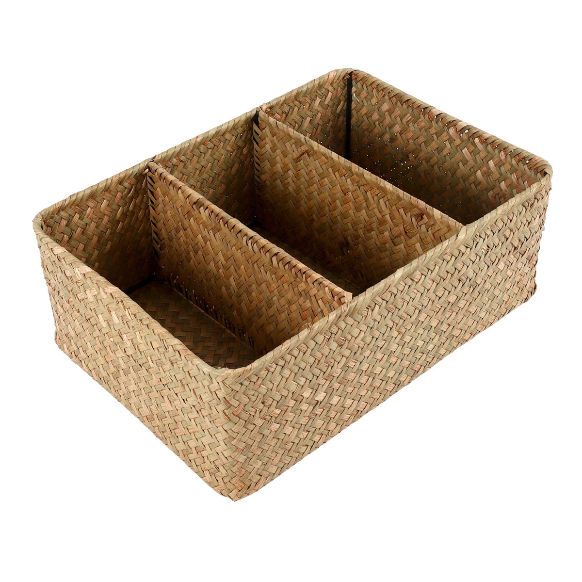 A98U 3-Section Wicker Baskets for Shelves, Hand-Woven Seagrass Storage Baskets Toilet Paper Basket Large