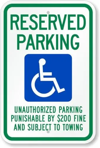 Ada Handicap Reserved Parking Aluminum Weatherproof  tin sign